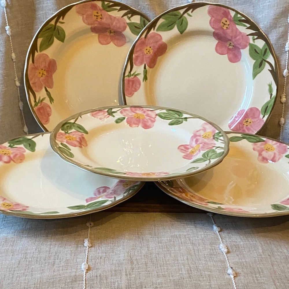 Franciscan Desert Rose Dinner Plates with Pink and Green Design $12 each